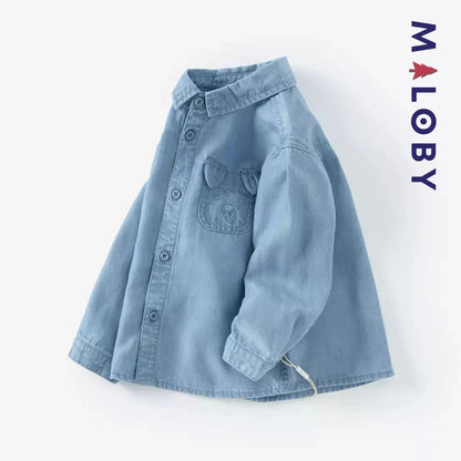 Chemise fantaisie en jean pour enfant garçon, style tendance et confortable.