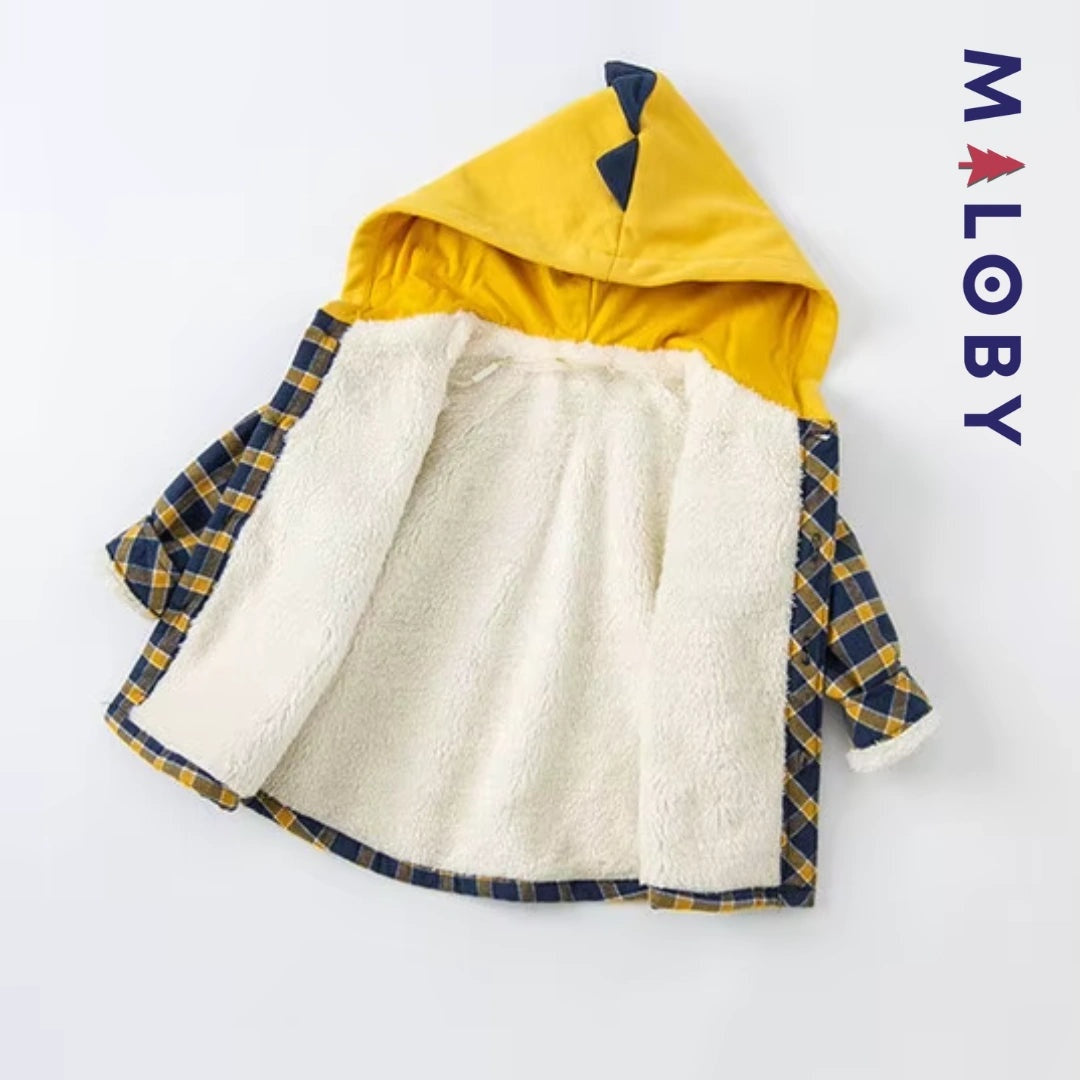 Chemise Manteau à Capuche doublé pour Enfant Garçon, style tendance et confortable pour les petits.