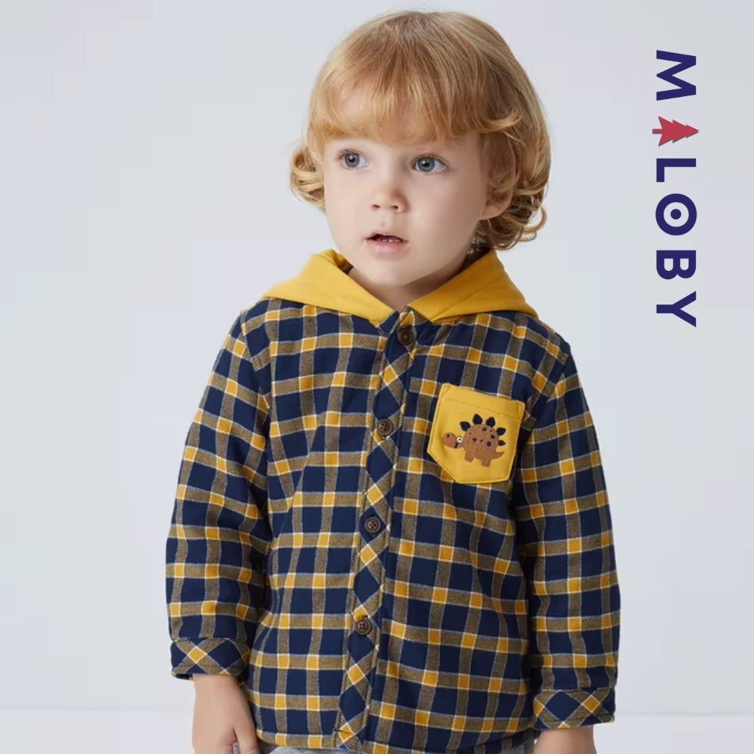 Chemise Manteau à Capuche doublé pour Enfant Garçon, style tendance et confortable pour les petits.
