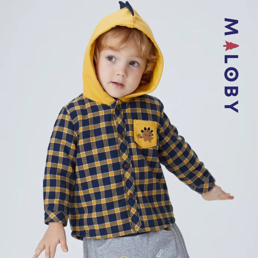 Chemise Manteau à Capuche doublé pour Enfant Garçon, style tendance et confortable pour les petits.