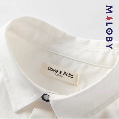 Chemise blanche motifs marins pour garçon, parfaite pour les fêtes et occasions spéciales.