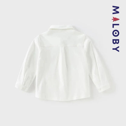 Chemise blanche à nœud papillon pour garçon, parfaite pour les anniversaires et occasions spéciales.