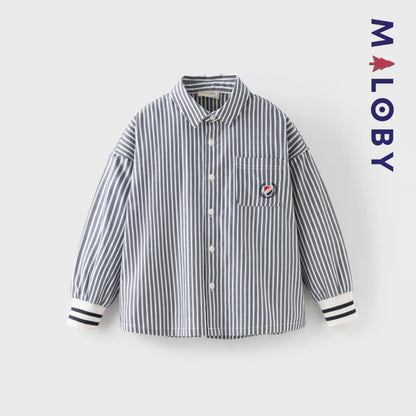 Chemise rayée en popeline pour garçon, parfaite pour les événements spéciaux et le quotidien.