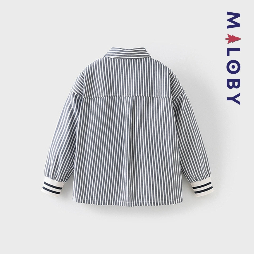 Chemise rayée en popeline pour garçon, parfaite pour les événements spéciaux et le quotidien.
