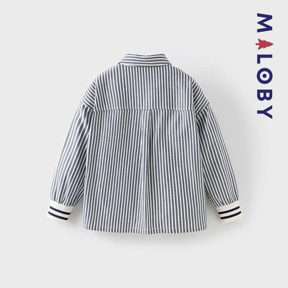 Chemise rayée en popeline pour garçon, parfaite pour les événements spéciaux et le quotidien.