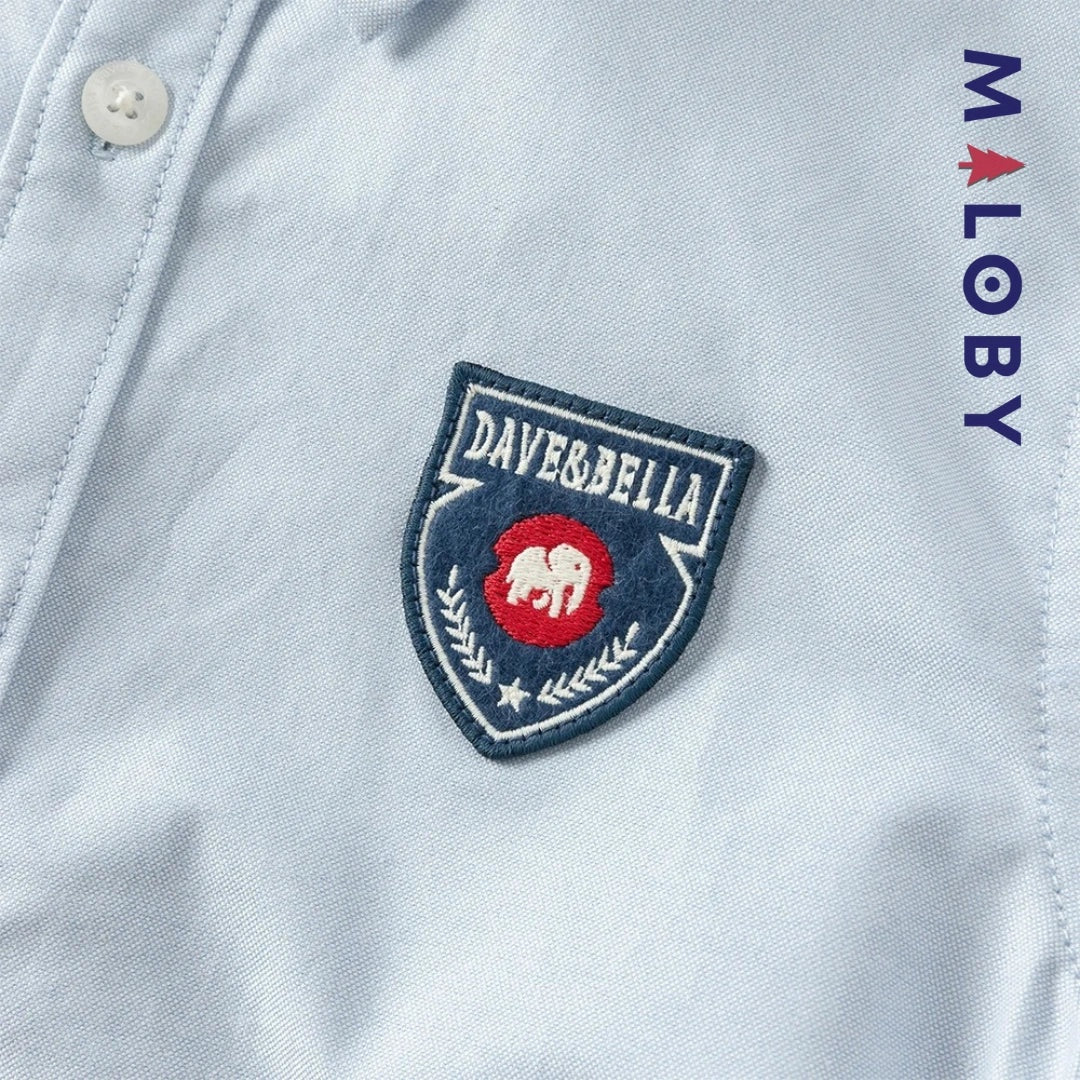 Chemise en pur coton bleu ciel pour garçon, idéale pour les anniversaires et les occasions spéciales.