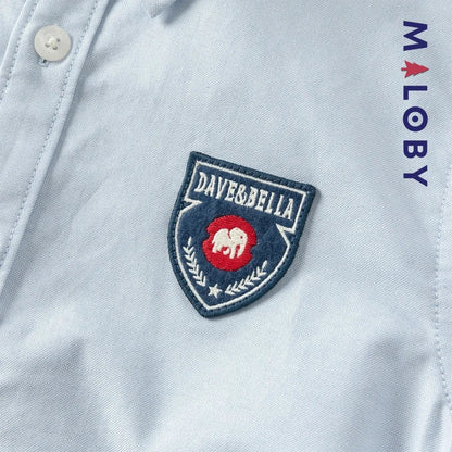 Chemise en pur coton bleu ciel pour garçon, idéale pour les anniversaires et les occasions spéciales.