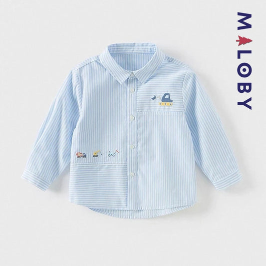 Chemise rayée bleue ciel pour garçons, parfaite pour les occasions spéciales et le quotidien.