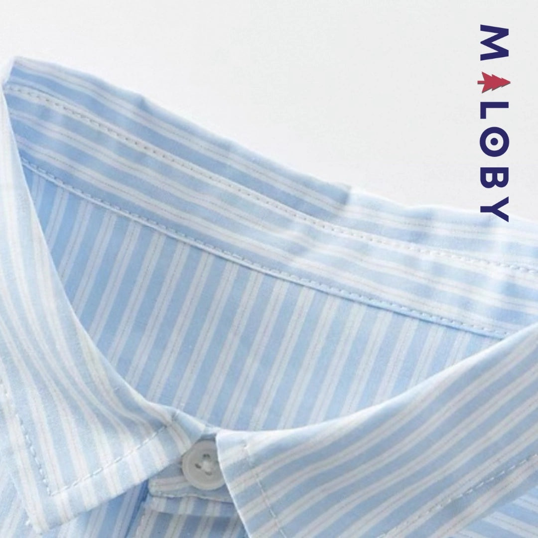 Chemise rayée bleue ciel pour garçons, parfaite pour les occasions spéciales et le quotidien.