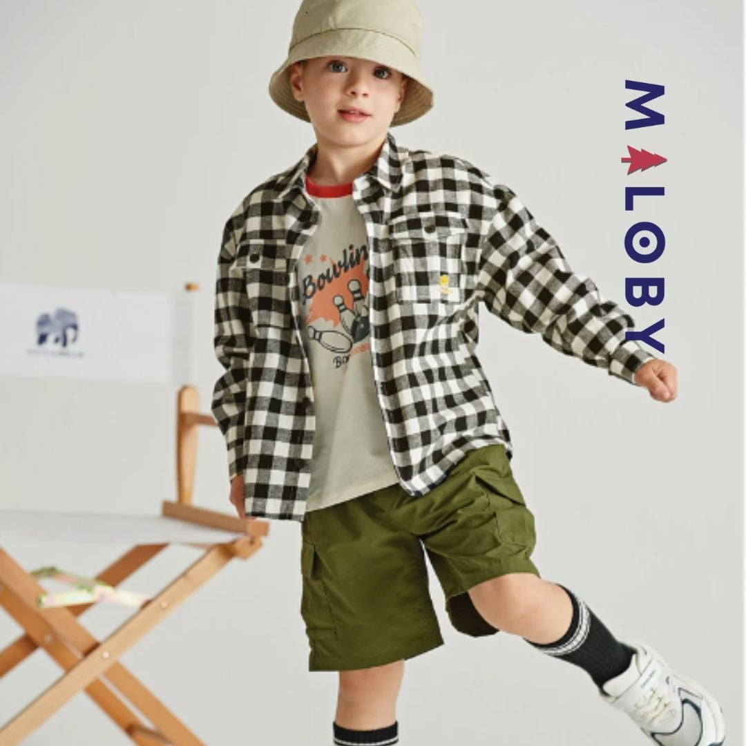 Chemise vichy garçon carreaux noir, élégante et tendance pour les enfants