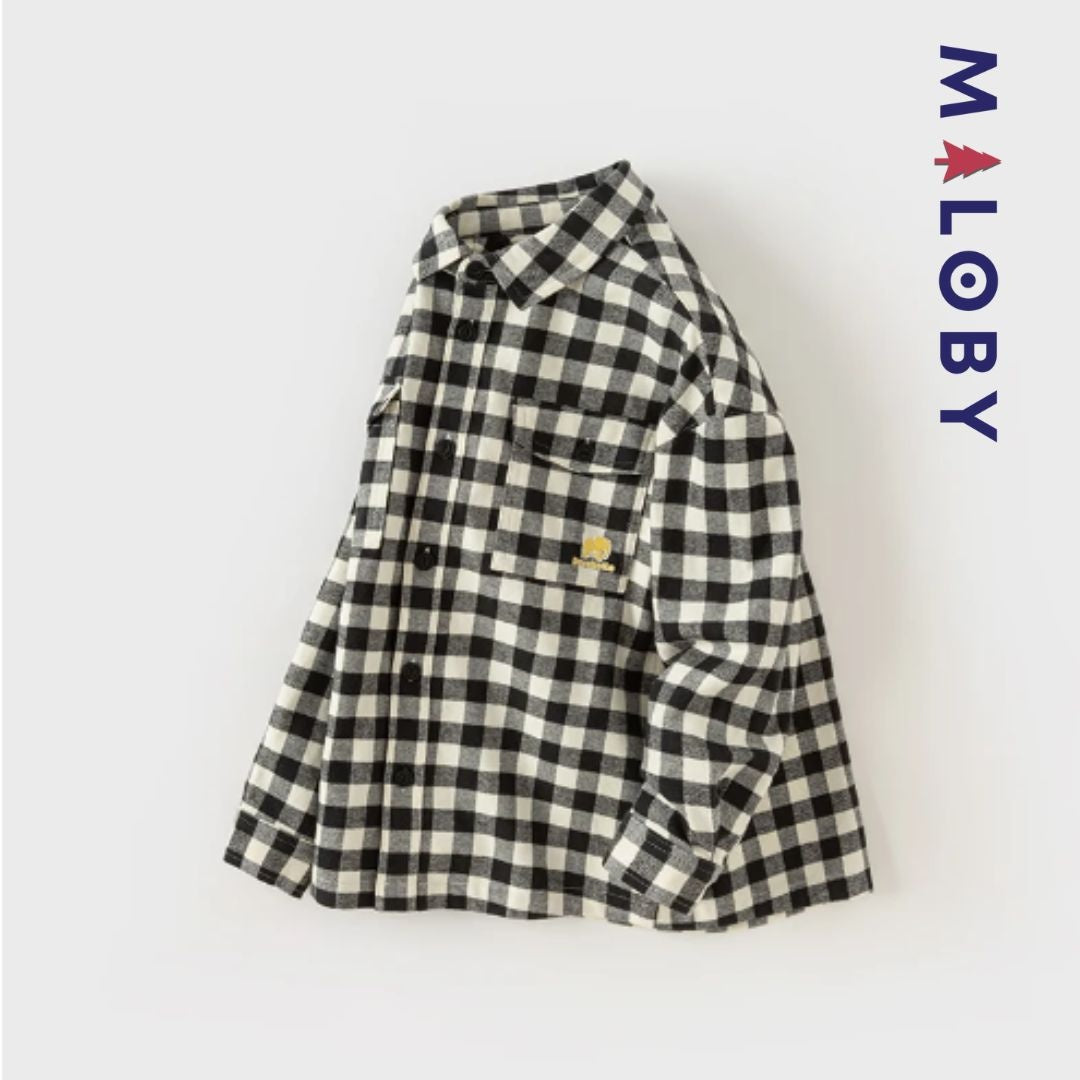 Chemise vichy garçon carreaux noir, élégante et tendance pour les enfants