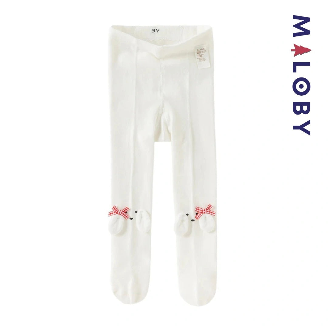 Collant épais fantaisie beige pour petite fille, idéal pour les vêtements enfants.