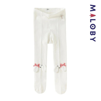 Collant épais fantaisie beige pour petite fille, idéal pour les vêtements enfants.