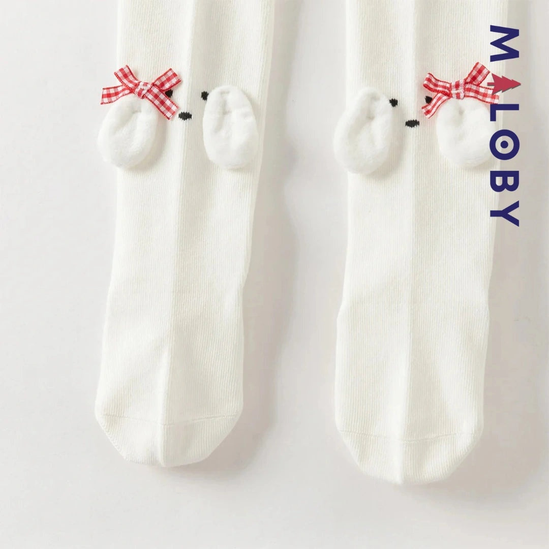 Collant épais fantaisie beige pour petite fille, idéal pour les vêtements enfants.