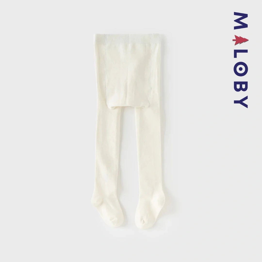 Collant épais motif cerise blanc pour fille, parfait pour les occasions spéciales et les looks décontractés.