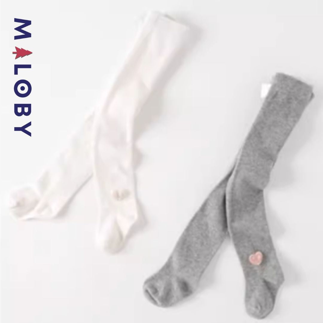 Collant épais à motif coeur pour fille, idéal pour les vêtements enfants au Maroc.