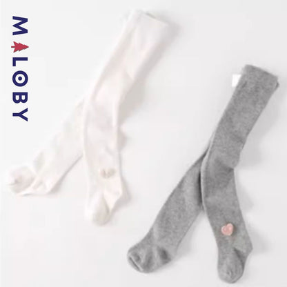 Collant épais à motif coeur pour fille, idéal pour les vêtements enfants au Maroc.
