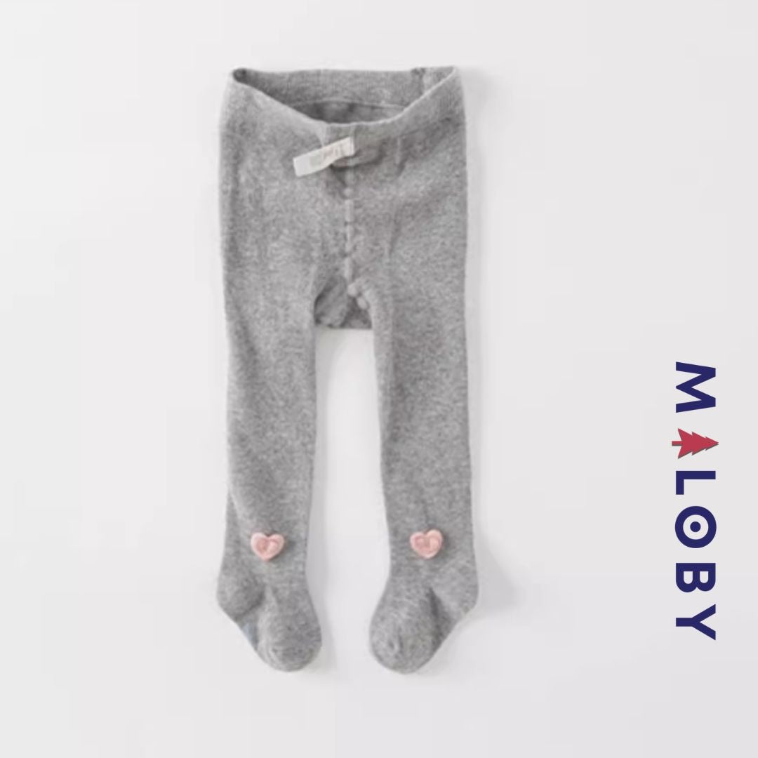 Collant épais à motif coeur pour fille, idéal pour les vêtements enfants au Maroc.