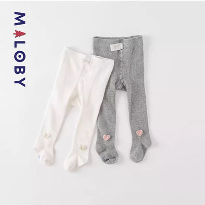 Collant épais à motif coeur pour fille, idéal pour les vêtements enfants au Maroc.