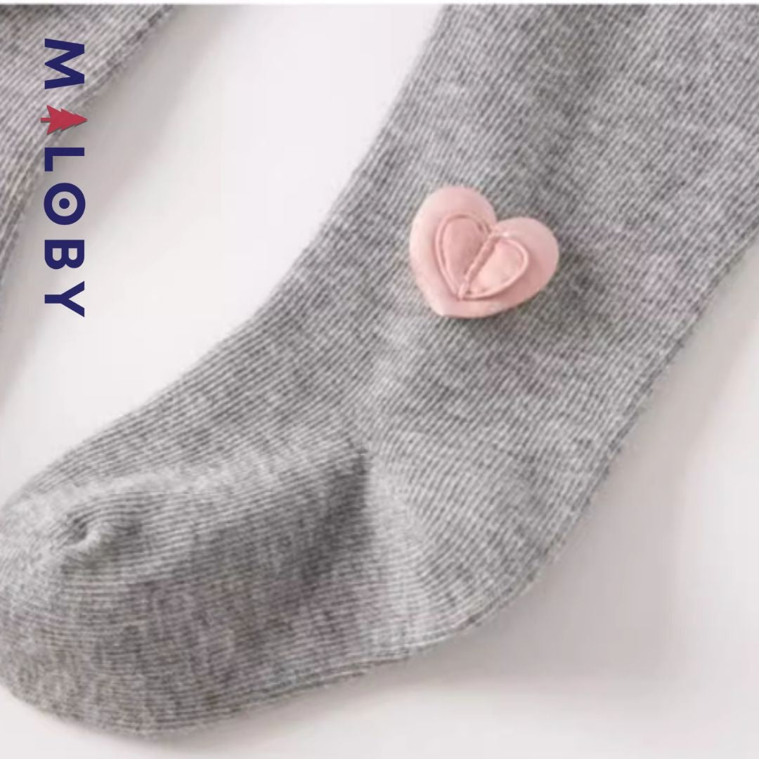 Collant épais à motif coeur pour fille, idéal pour les vêtements enfants au Maroc.