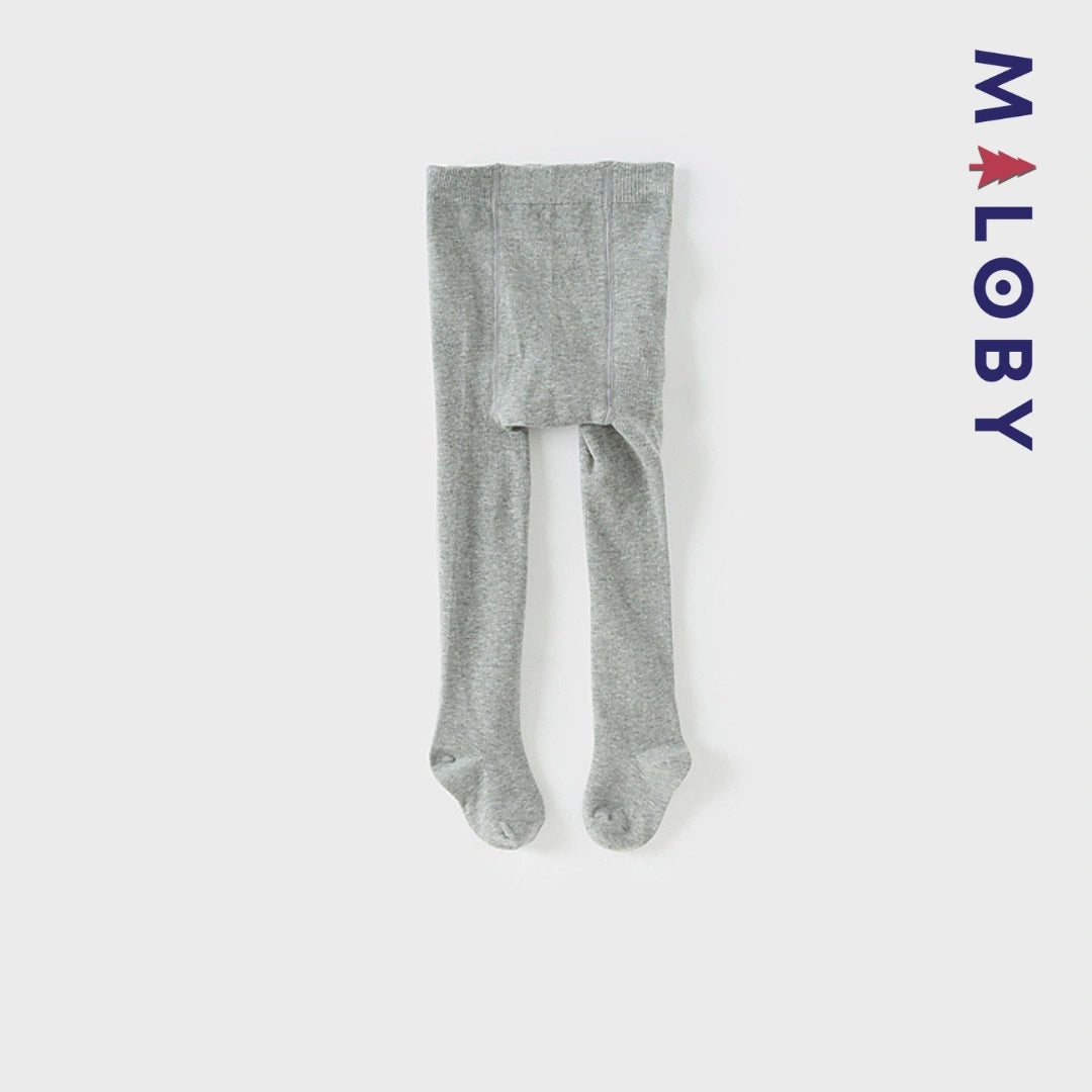 Collant épais beige et gris avec motif fantaisie pour filles