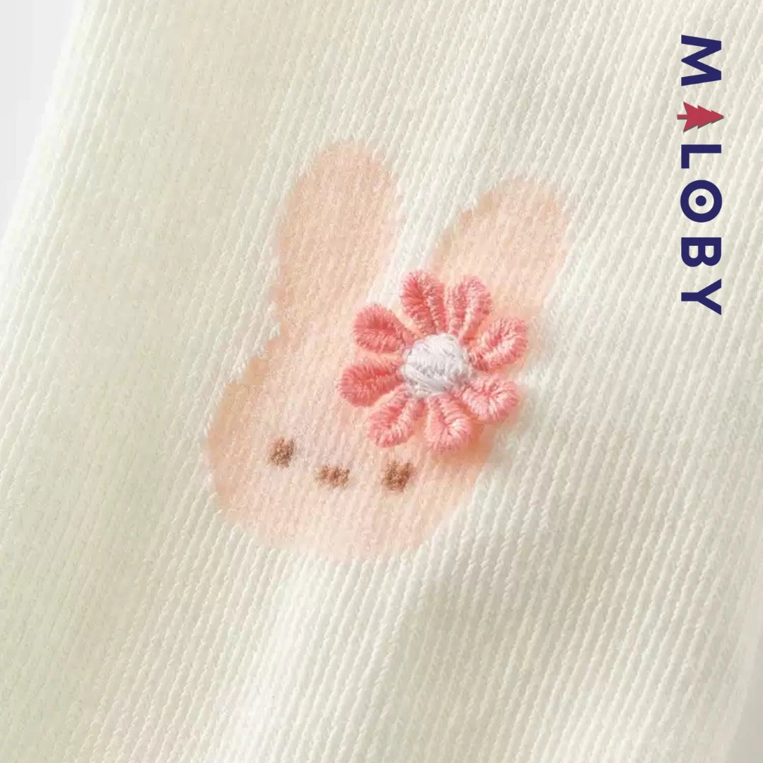 Collant épais beige et gris avec motif fantaisie pour filles