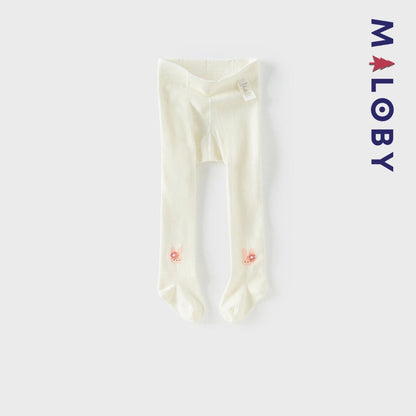 Collant épais beige et gris avec motif fantaisie pour filles