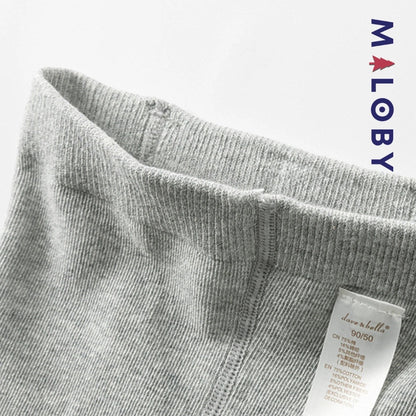Collant épais beige et gris avec motif fantaisie pour filles