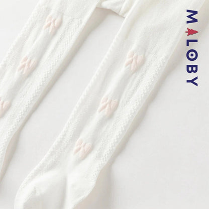 Collant épais motif nœud fantaisie pour fille, idéal pour les vêtements d'enfants au Maroc.