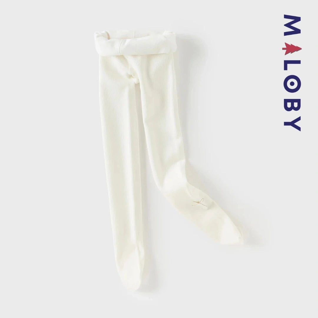 Collant épais beige et noir avec nœuds pour fille, parfait pour enfants et anniversaires.