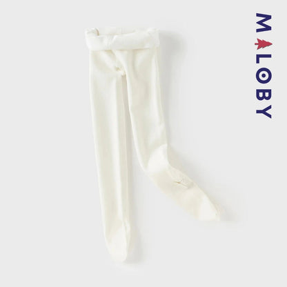 Collant épais beige et noir avec nœuds pour fille, parfait pour enfants et anniversaires.