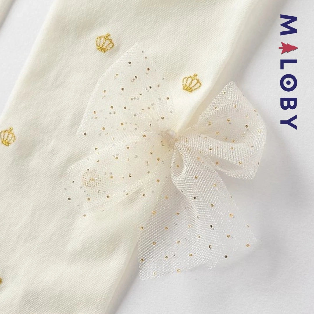 Collant fins beige avec nœuds pour fille, parfait pour les occasions spéciales et les tenues d'anniversaire