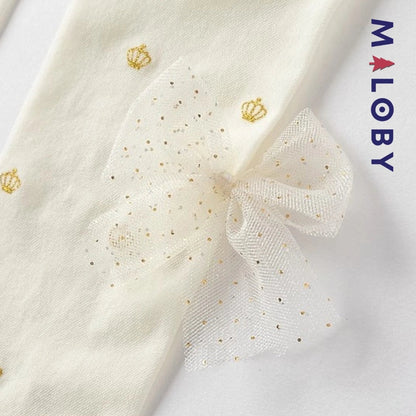 Collant fins beige avec nœuds pour fille, parfait pour les occasions spéciales et les tenues d'anniversaire