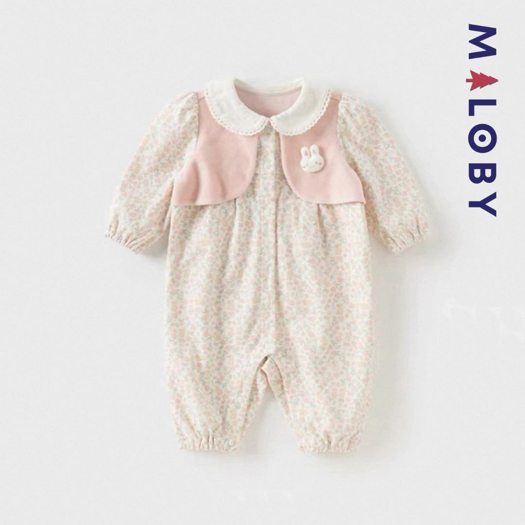 Combinaison antibactérienne 2 en 1 pour bébé fille en rose, parfaite pour les anniversaires et occasions spéciales.