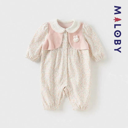 Combinaison antibactérienne 2 en 1 pour bébé fille en rose, parfaite pour les anniversaires et occasions spéciales.
