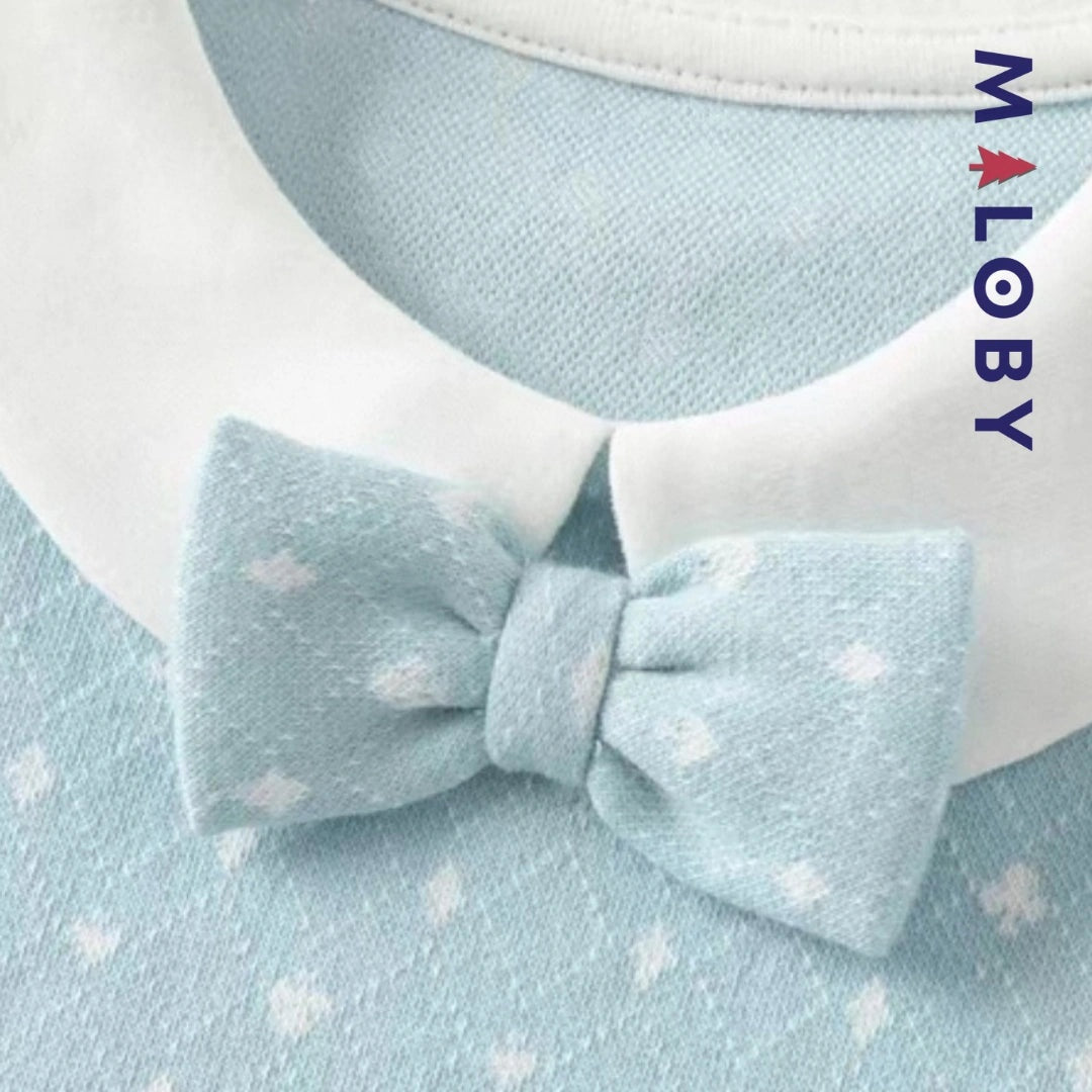 Combinaison cérémonie bleu garçon manches longues 2 en 1 pour bébé