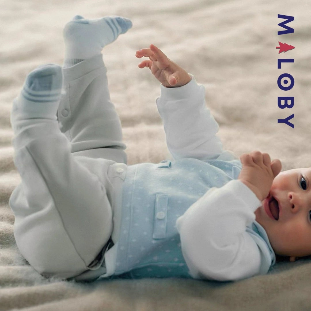 Combinaison cérémonie bleu garçon manches longues 2 en 1 pour bébé