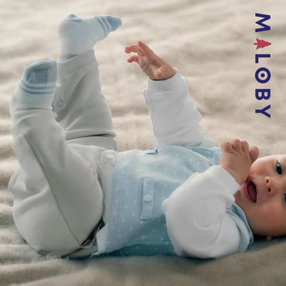Combinaison cérémonie bleu garçon manches longues 2 en 1 pour bébé
