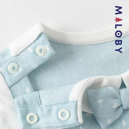 Combinaison cérémonie bleu garçon manches longues 2 en 1 pour bébé