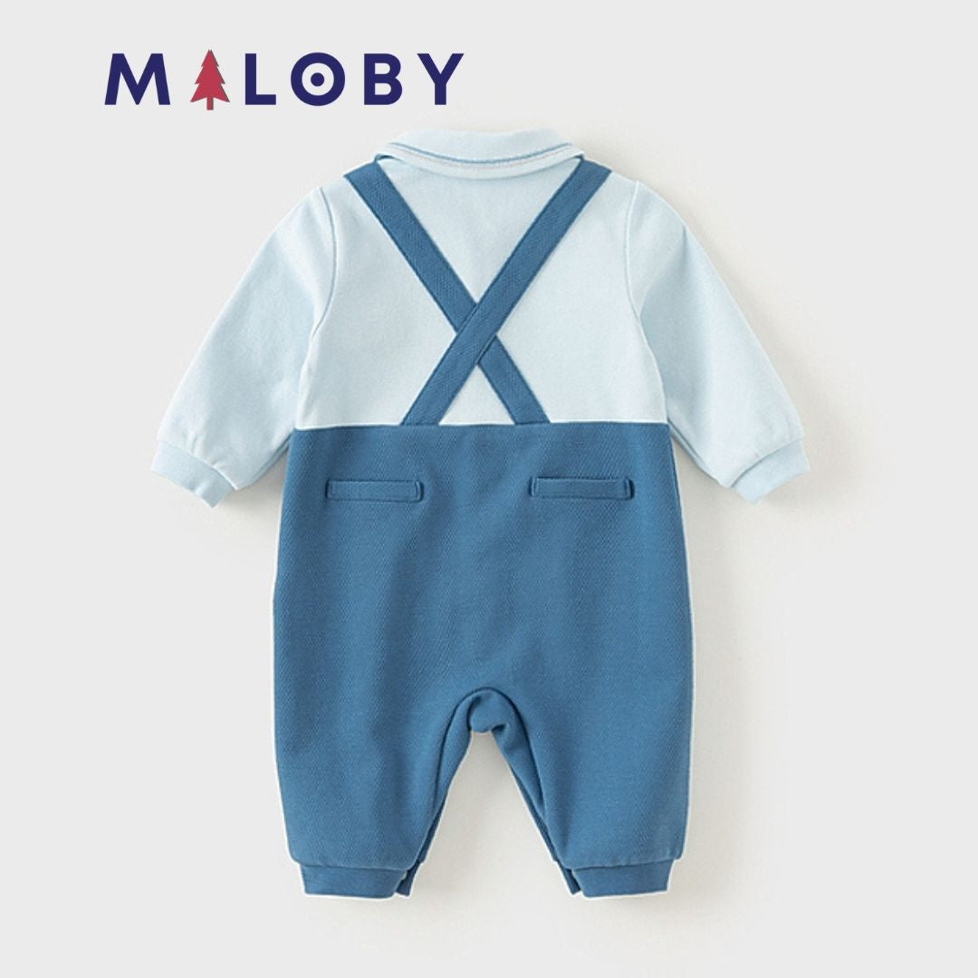 Combinaison habillée 2 en 1 pour bébé garçon, idéale pour anniversaires et occasions spéciales.