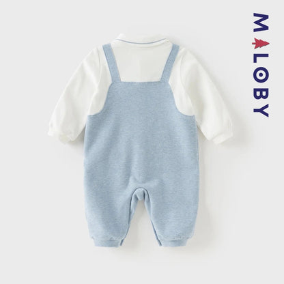 Combinaison habillée manches longues 2 en 1 bleu pour bébé garçon MALOBY