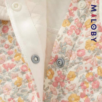 Combinaison habillée motif floral pour bébé fille en rose, idéale pour les anniversaires.