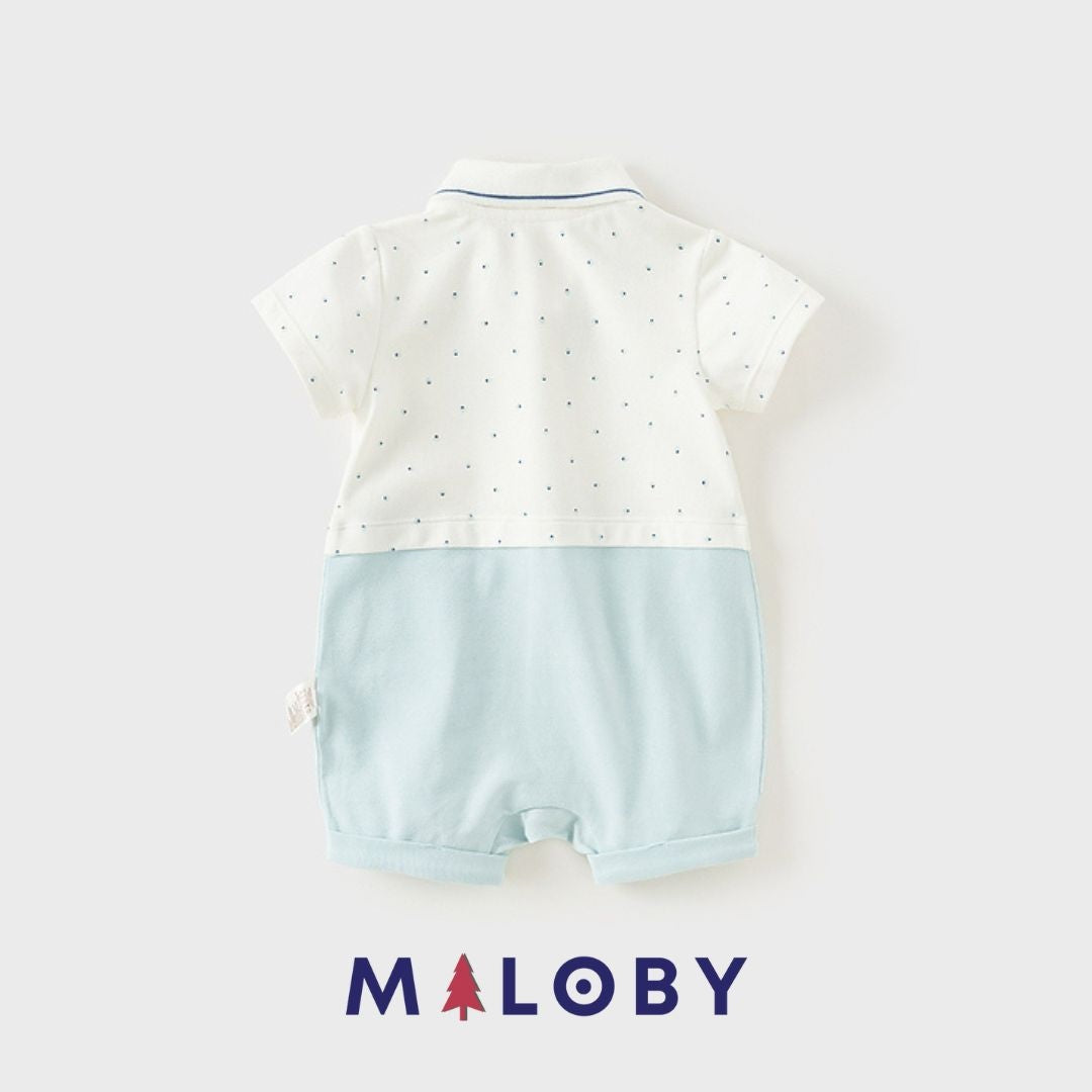 Combinaison habillée à nœud papillon pour bébé garçon, parfaite pour les anniversaires.