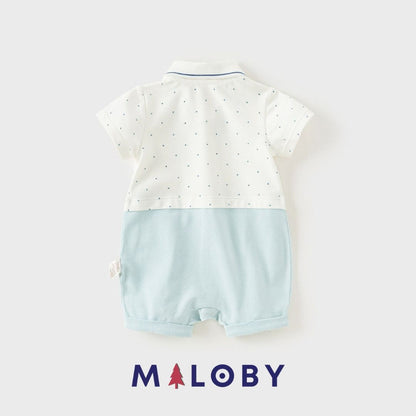 Combinaison habillée à nœud papillon pour bébé garçon, parfaite pour les anniversaires.