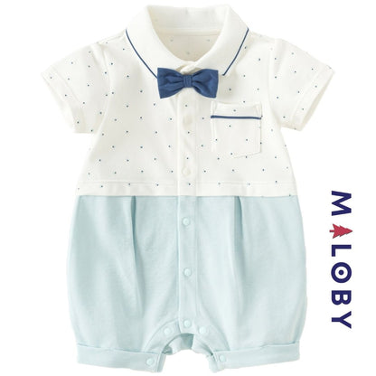 Combinaison habillée à nœud papillon pour bébé garçon, parfaite pour les anniversaires.