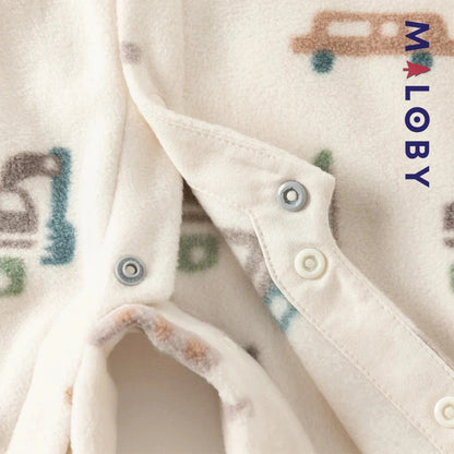 Combinaison longue à capuche imprimée pour bébé, idéale pour les anniversaires.