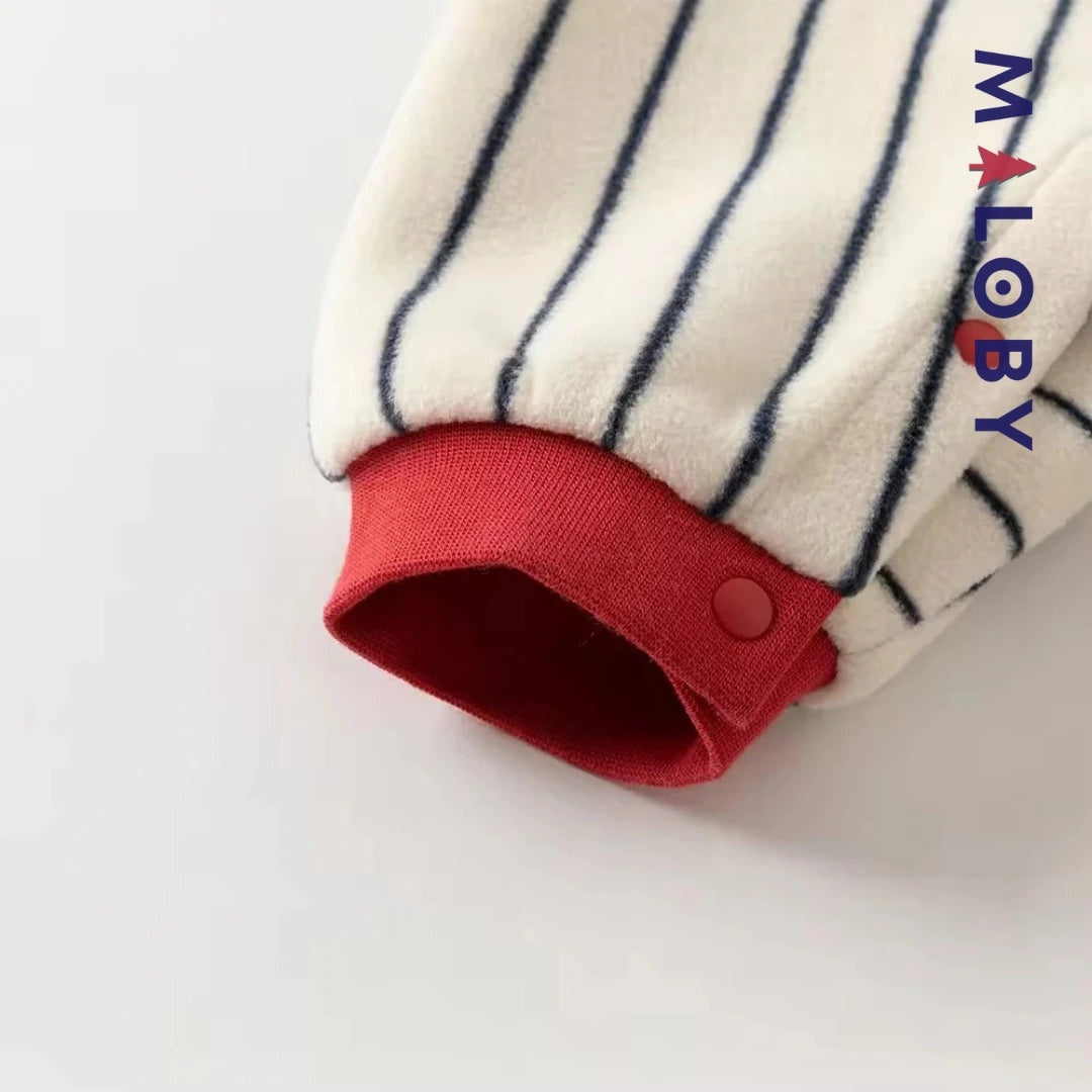 Combinaison longue en molleton rayée pour garçon, idéale pour vêtements enfant et bébé