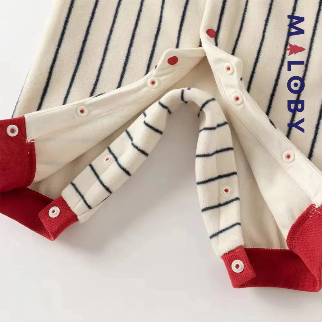 Combinaison longue en molleton rayée pour garçon, idéale pour vêtements enfant et bébé