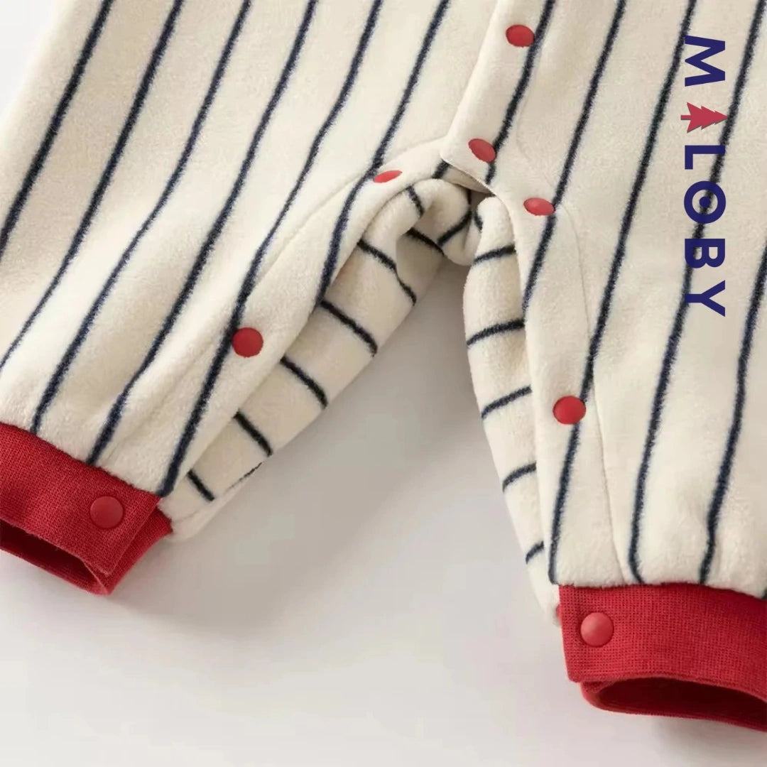 Combinaison longue en molleton rayée pour garçon, idéale pour vêtements enfant et bébé