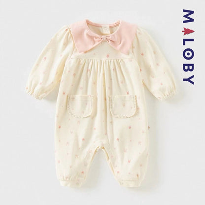 Combinaison longue motifs imprimés rose pour fille - Vêtements enfants MALOBY
